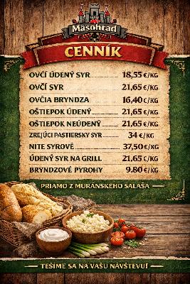 - Cenník - Výrobky zo salaša